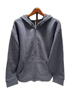 Danskin Women's Ultra Cozy Fleece Full Zip Hooded Jacket Heather Stonewash XXL